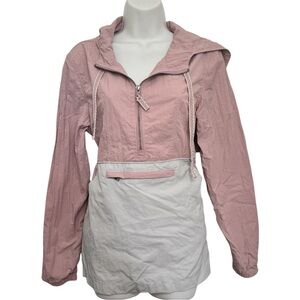 Zine Women's Pink and White Windbreaker Jacket Size Large
